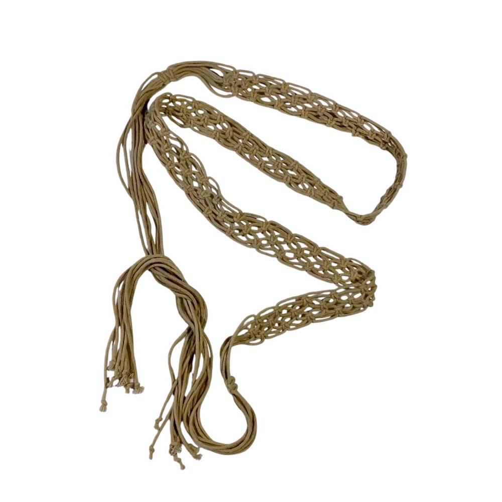 Vintage Macrame Woven Adjustable Fringe Tie Belt Boho Hippie Festival Western